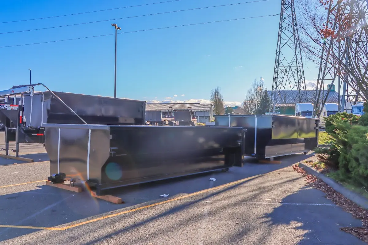 Roll-off dumpster ready for waste disposal at job site for Construction Dumpster Rental in Swanton